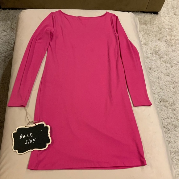 H&M Pink M Shift dress Ruching on side Minimalist Scandi Girl Normcore Mama - Picture 4 of 9